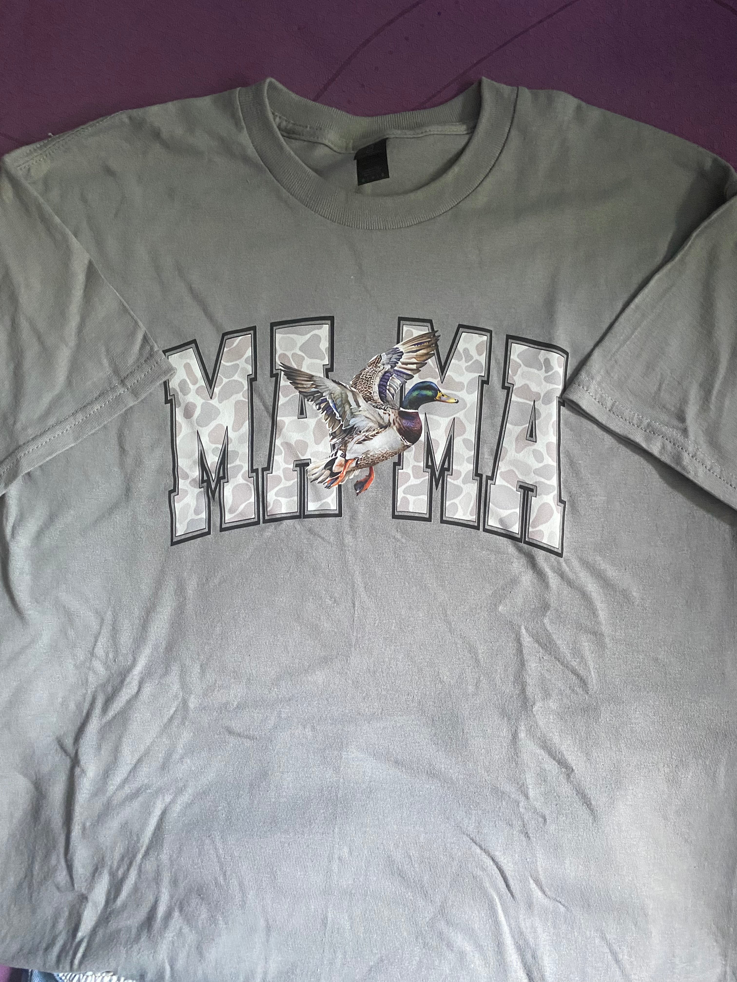 Pre-made Camo mama heat pressed Tshirt