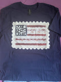 Pre-made American flag heat pressed Tshirt