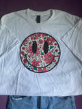 Pre-made Flower smiley heat pressed Tshirt
