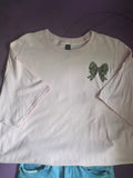 Pre-made Front pocket and back bow and amen camo tshirt